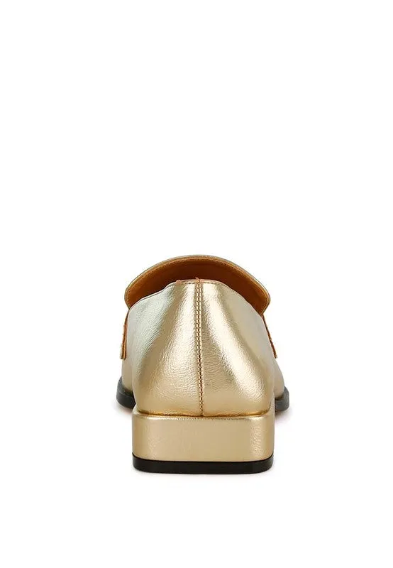 Jovana Metallic Penny Loafers - Vegan Leather, Square Toe