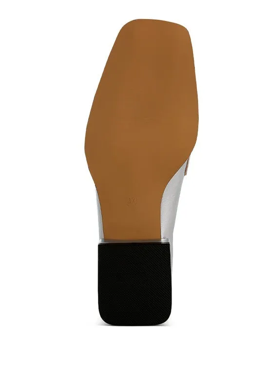 Jovana Metallic Penny Loafers - Vegan Leather, Square Toe