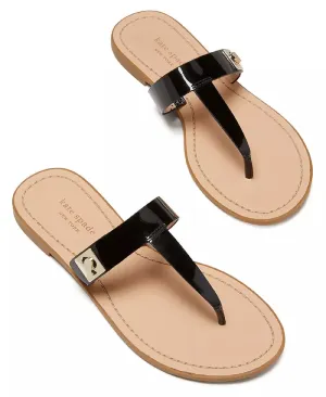 Kate Spade New York Women's Cyprus Leather Thong Sandals - Black - Size 6.5
