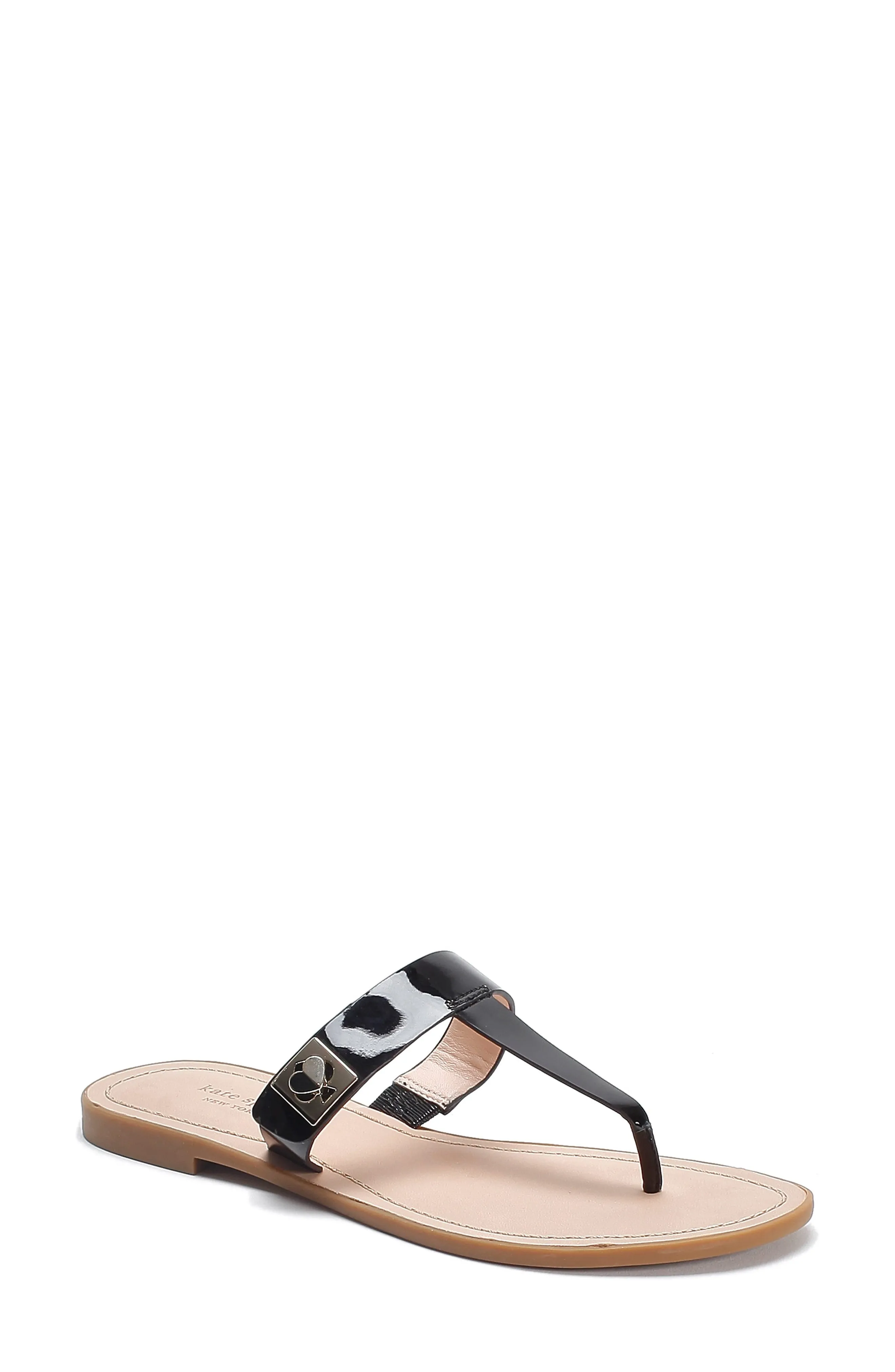 Kate Spade New York Women's Cyprus Leather Thong Sandals - Black - Size 6.5