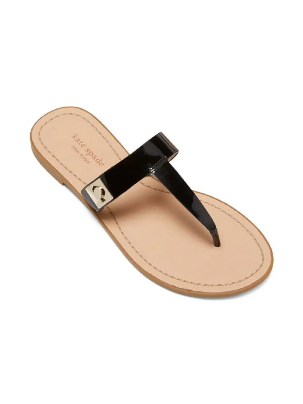Kate Spade New York Women's Cyprus Leather Thong Sandals - Black - Size 6.5