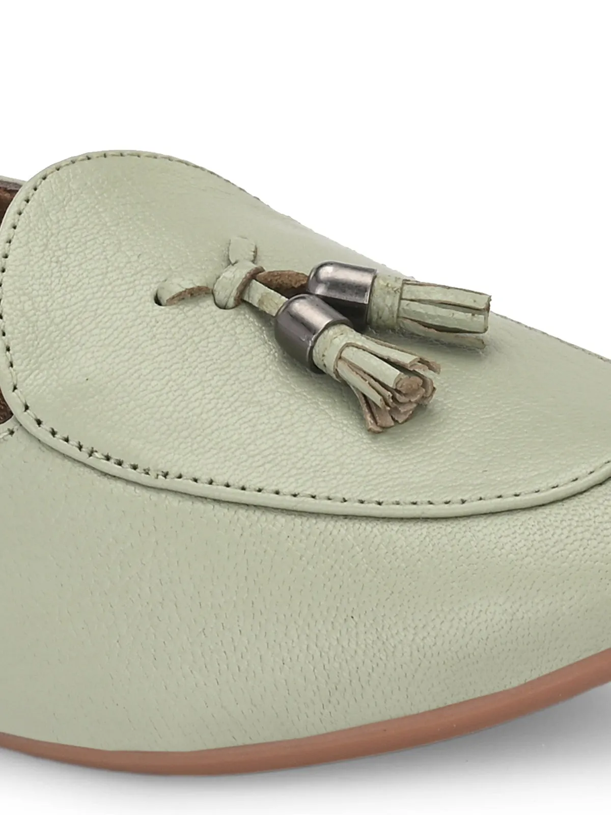 Katie Leather Tassel Sea Green Loafers