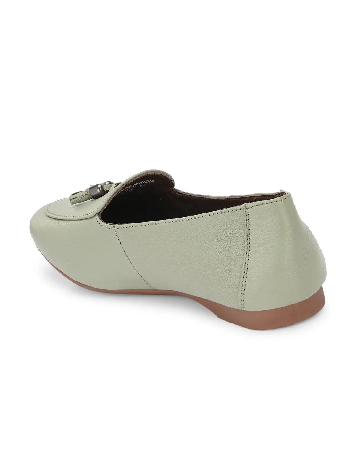 Katie Leather Tassel Sea Green Loafers