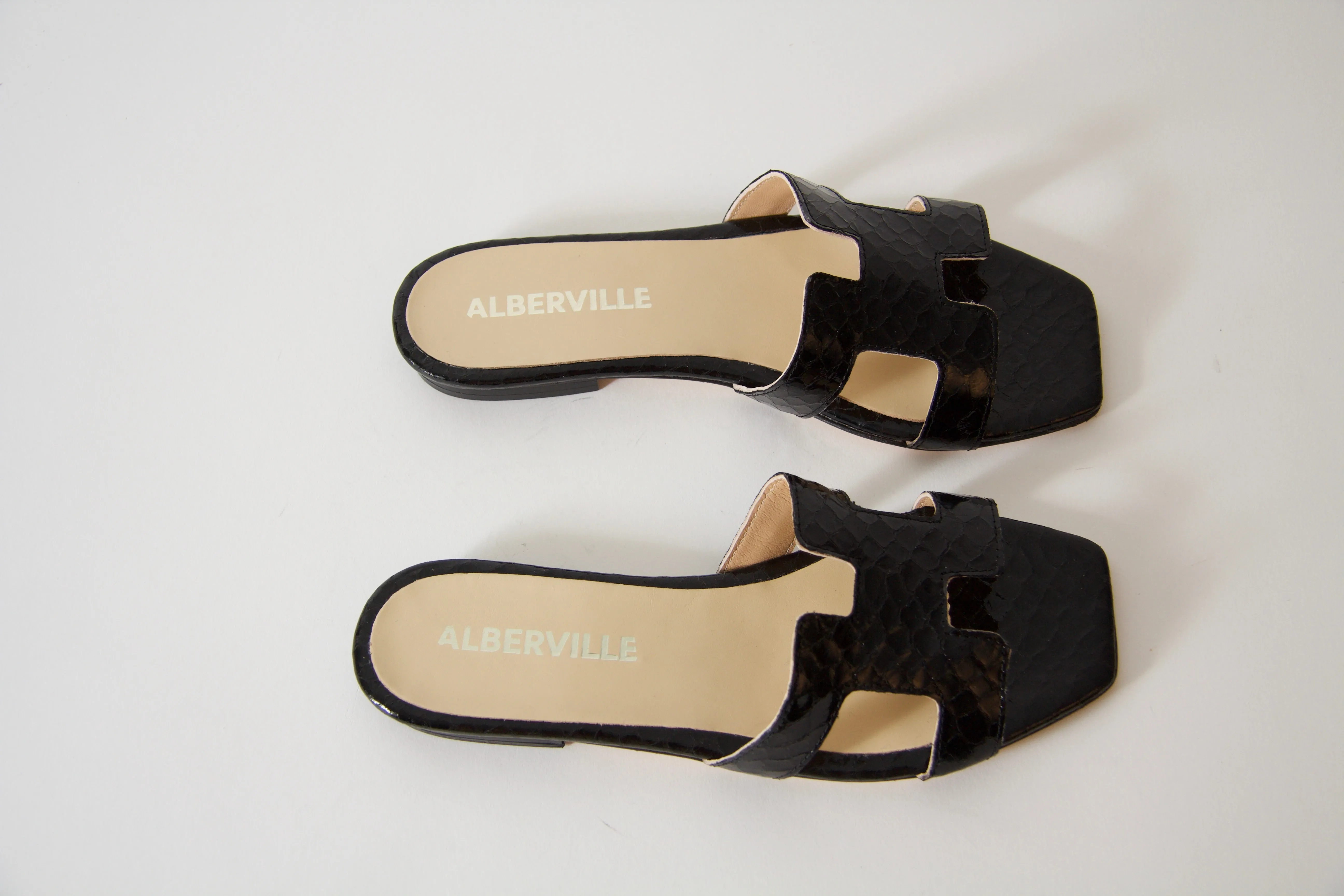 Kay Black Snake Sandals