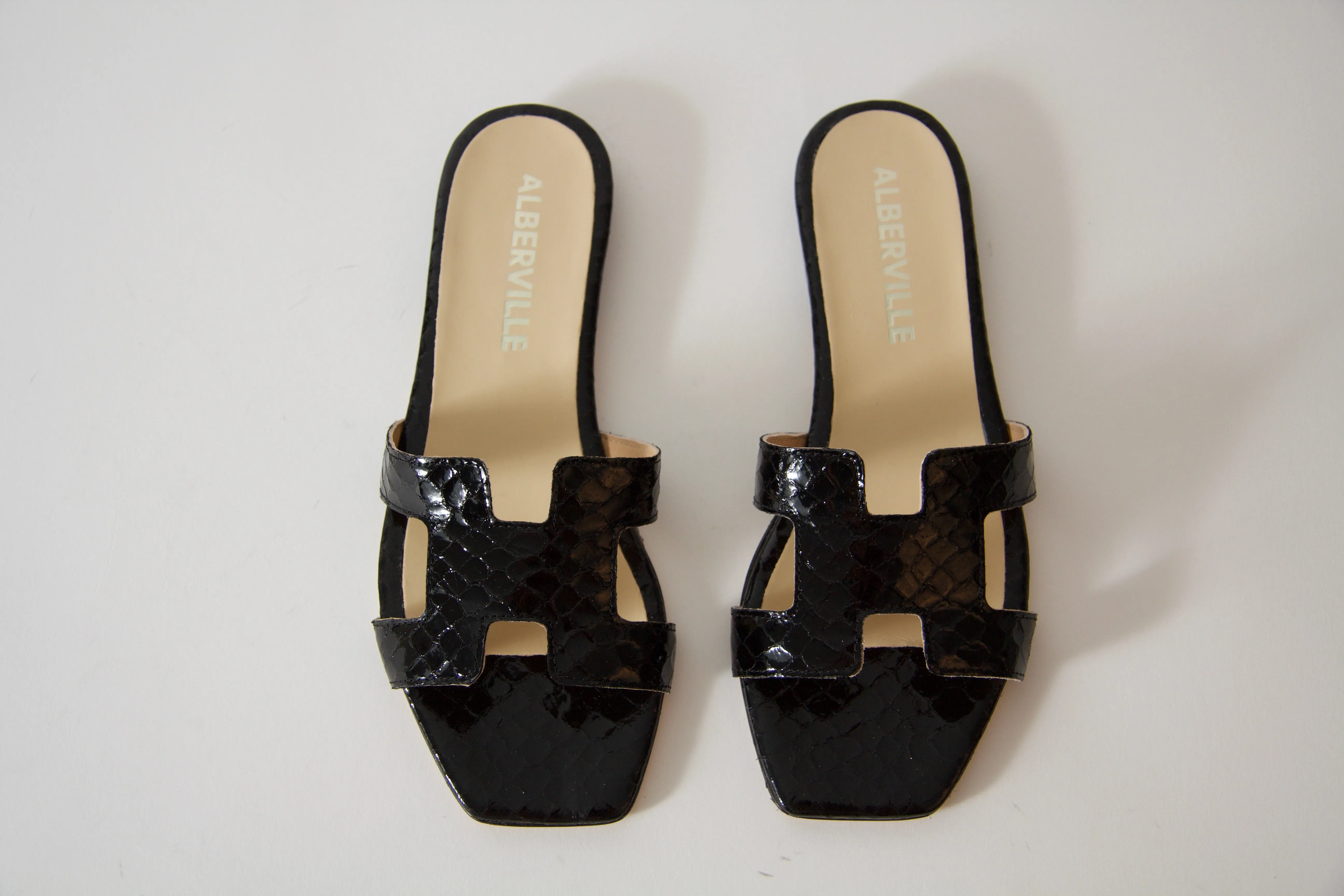 Kay Black Snake Sandals
