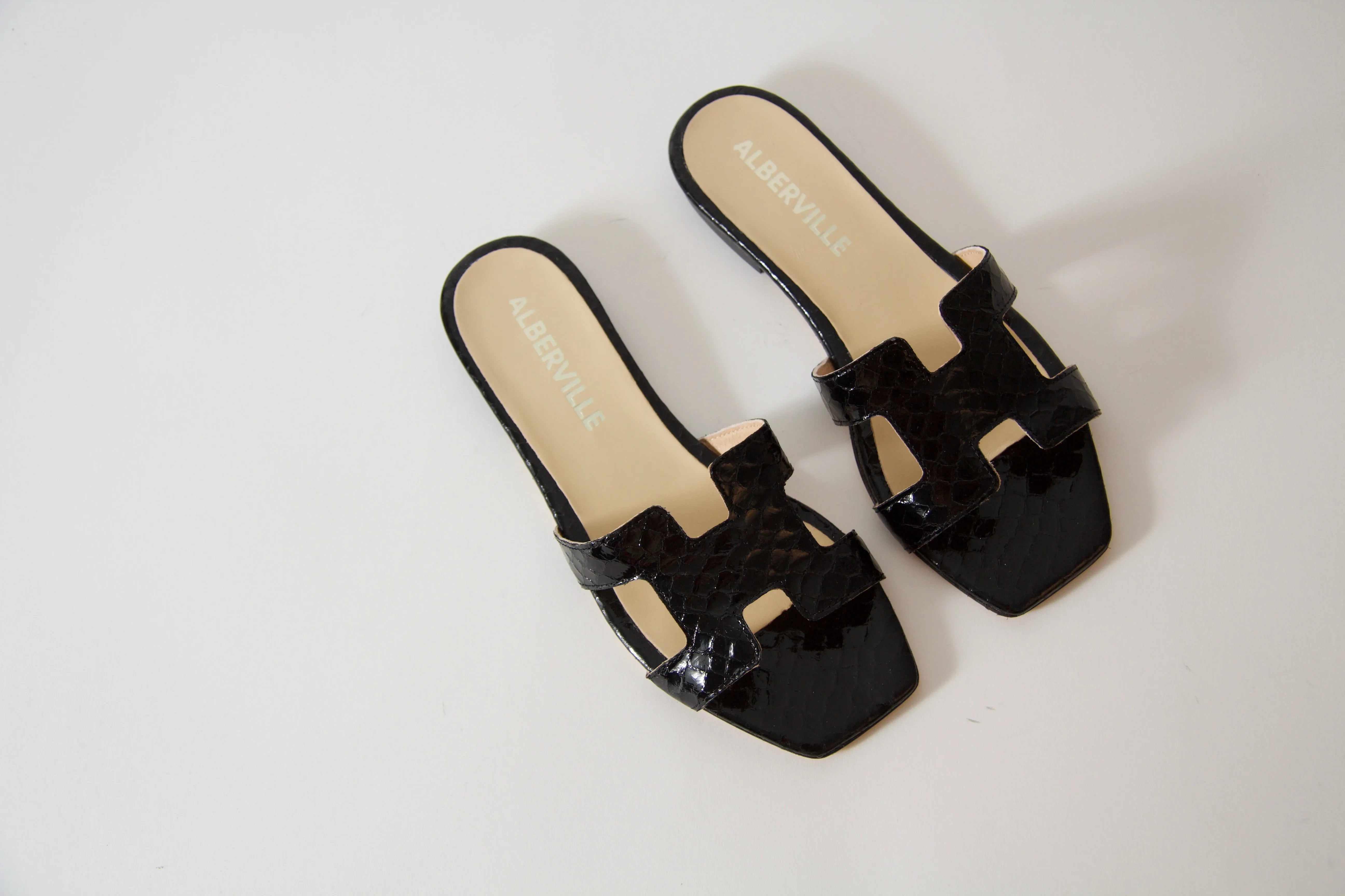 Kay Black Snake Sandals