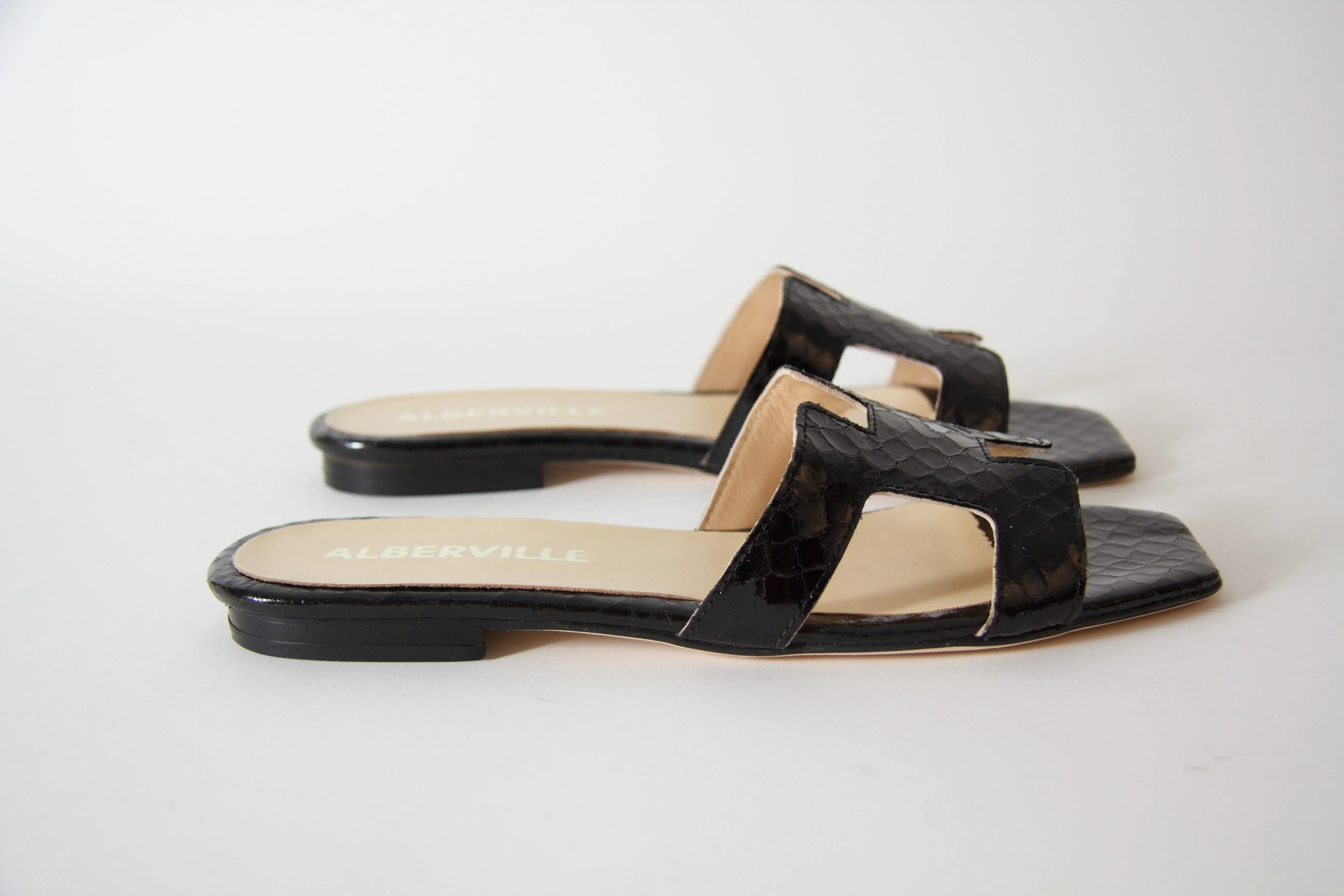 Kay Black Snake Sandals