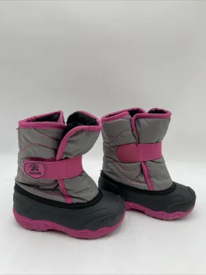 Kids Kamik Snowbug 5 Snow Boot Grey/Pink Size 8 - Very Good