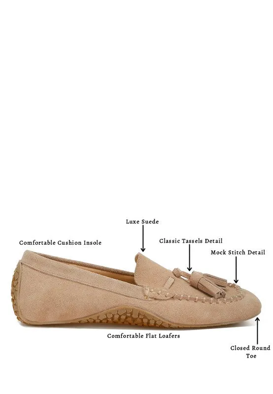 Kipstar Suede Round Toe Tassel Loafers