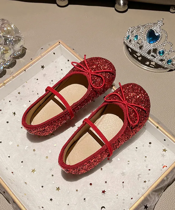 Lace Up Sequins Loafers Red Kids Penny Fashion