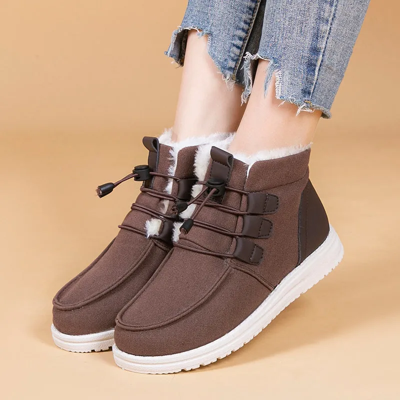 Ladies Casual Elastic Strap Ankle Cotton Snow Boots