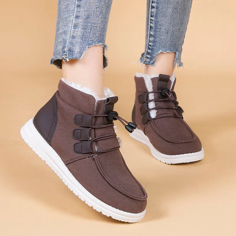 Ladies Casual Elastic Strap Ankle Cotton Snow Boots