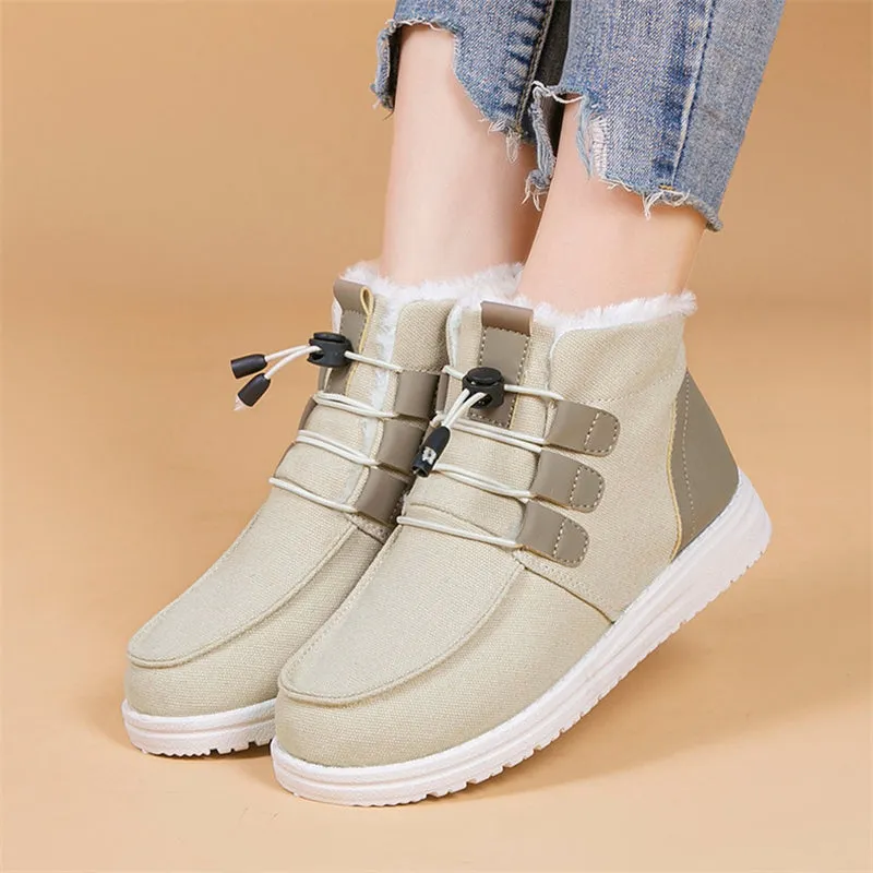 Ladies Casual Elastic Strap Ankle Cotton Snow Boots