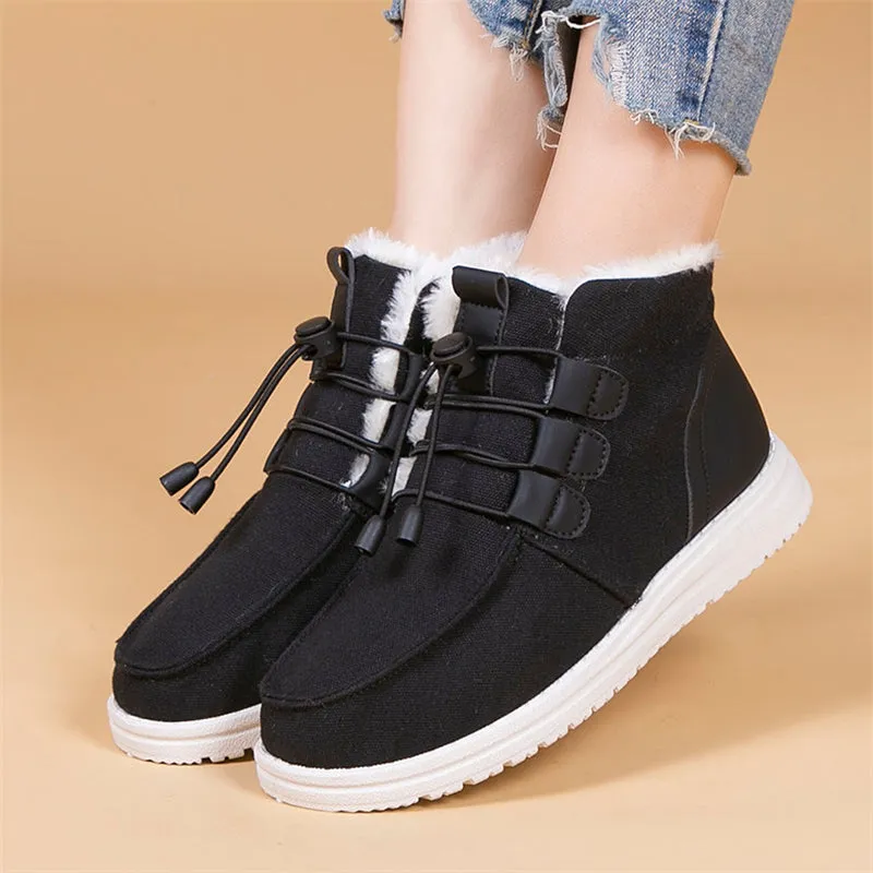 Ladies Casual Elastic Strap Ankle Cotton Snow Boots