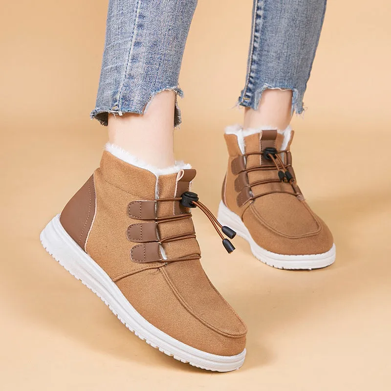 Ladies Casual Elastic Strap Ankle Cotton Snow Boots