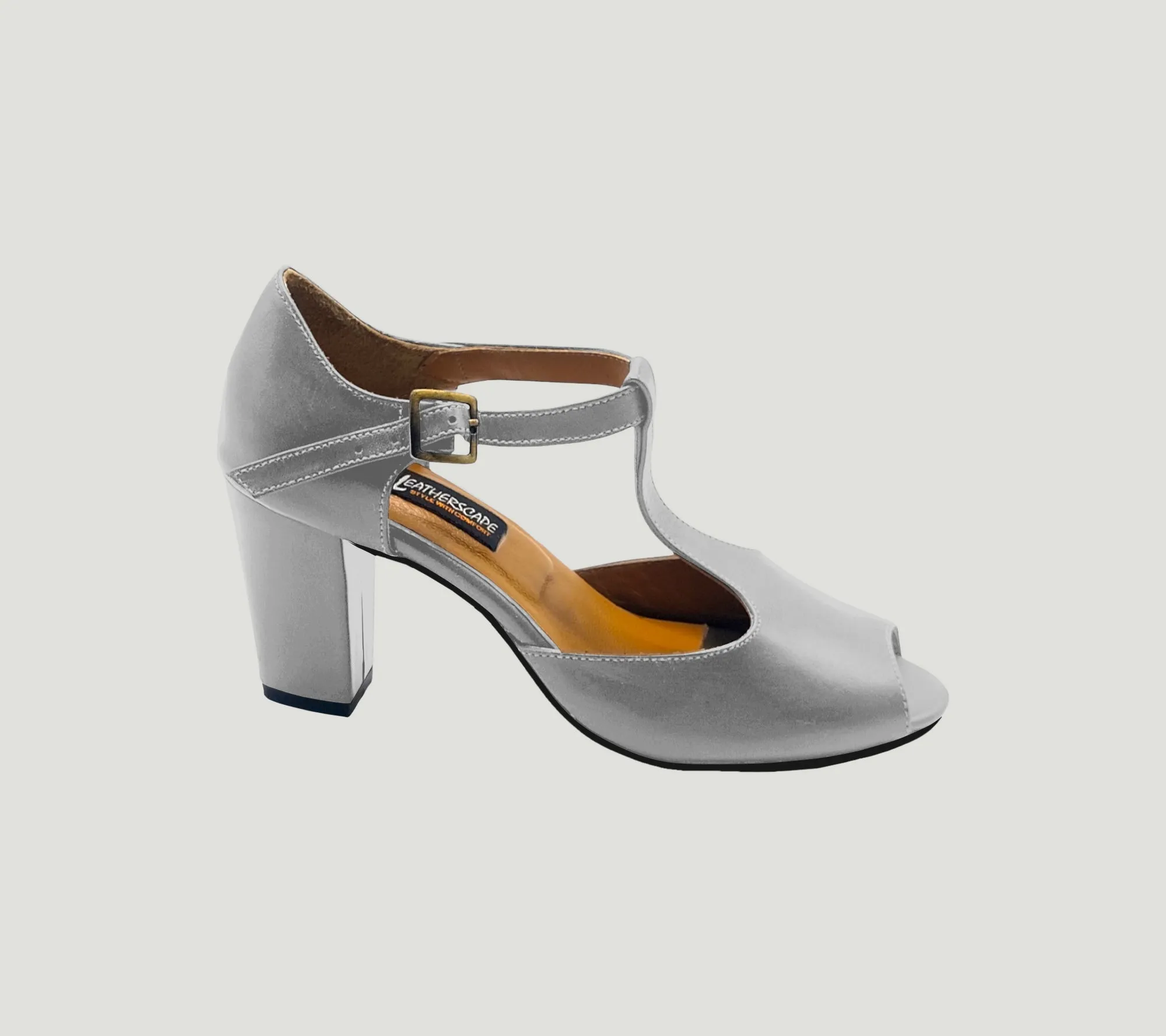 Ladies leather heeled sandal LS03