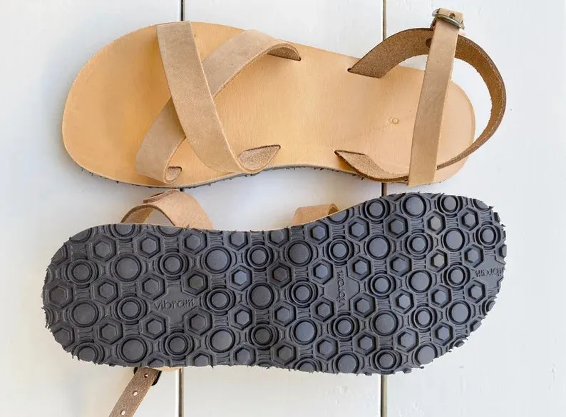 Leather sandals with vibram sole