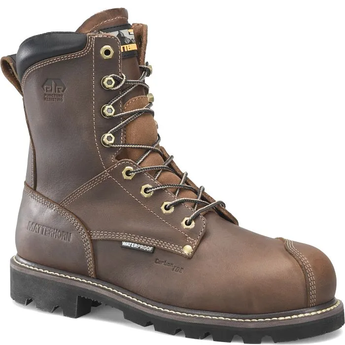 Matterhorn Men's Corvus 8" Waterproof Composite Toe PunCompositeure Work Boot -Brown- MT2508