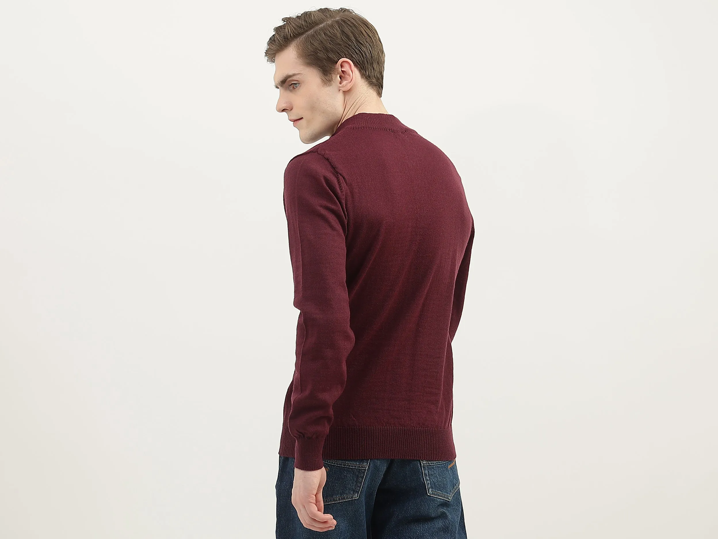 Men Solid High Neck Sweater