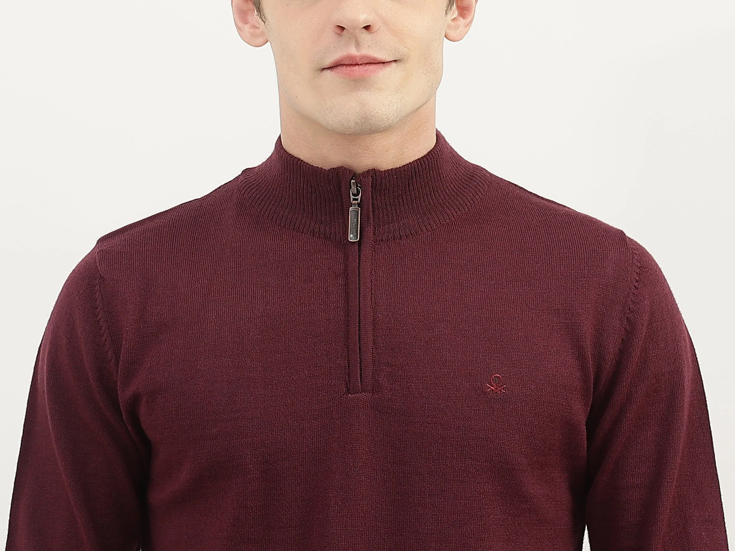 Men Solid High Neck Sweater