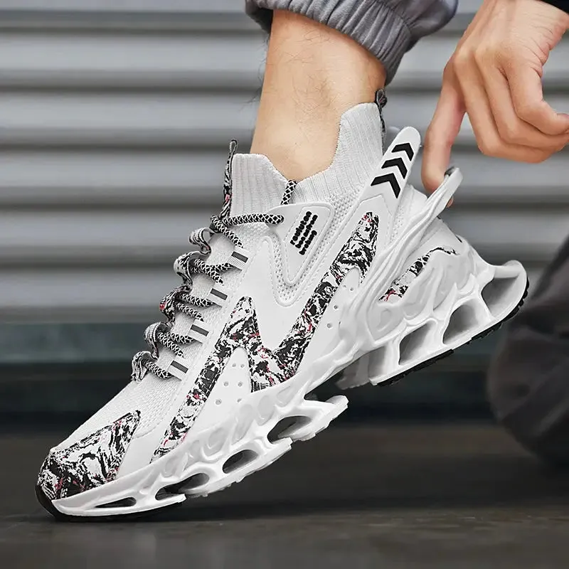 Men’s blade sole running sneakers with breathable mesh, soft non-slip sole, casual athletic walking shoes