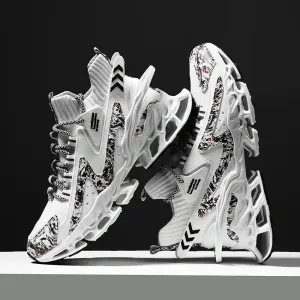 Men’s blade sole running sneakers with breathable mesh, soft non-slip sole, casual athletic walking shoes