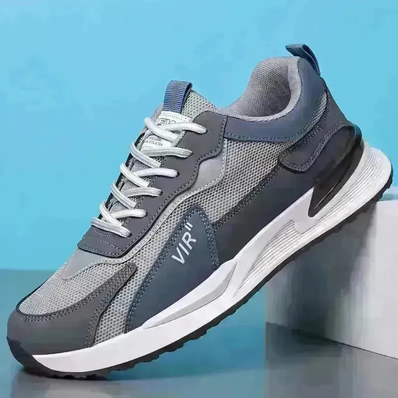 Men's Color Block Mesh Shoes Fashion Casual Lace-up Sneakers Outdoor Breathable Running Sports Shoes