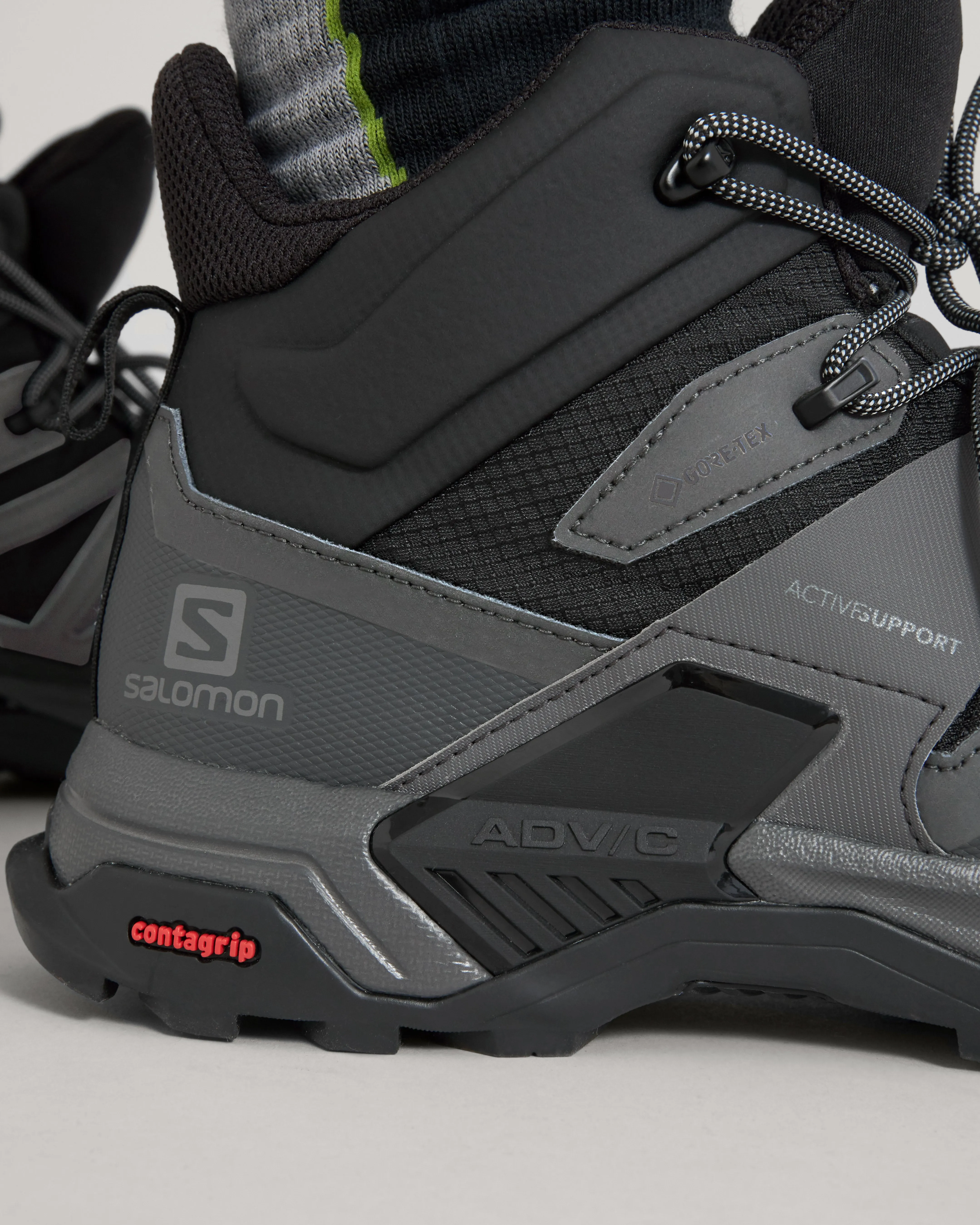 Men's Salomon X Ultra 4 GORE-TEX Mid Hiking Boots - Wide - Black/Magnet/Pearl Blue