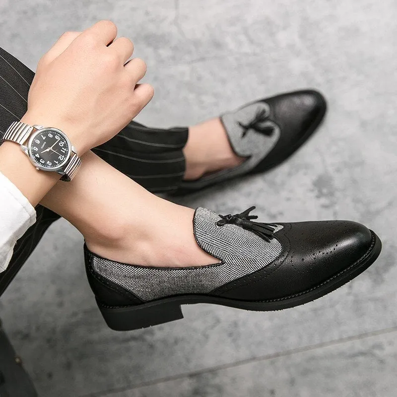 Men's Vintage Tassel Slip-On Leather Brogues Loafers
