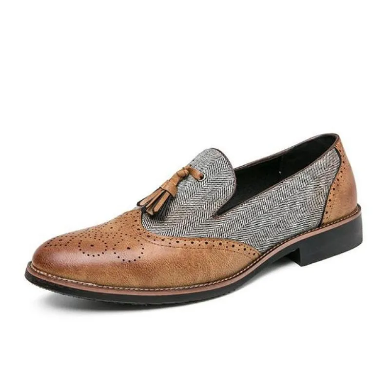 Men's Vintage Tassel Slip-On Leather Brogues Loafers