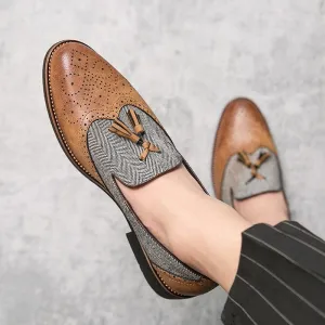 Men's Vintage Tassel Slip-On Leather Brogues Loafers