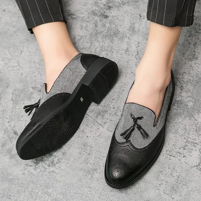 Men's Vintage Tassel Slip-On Leather Brogues Loafers