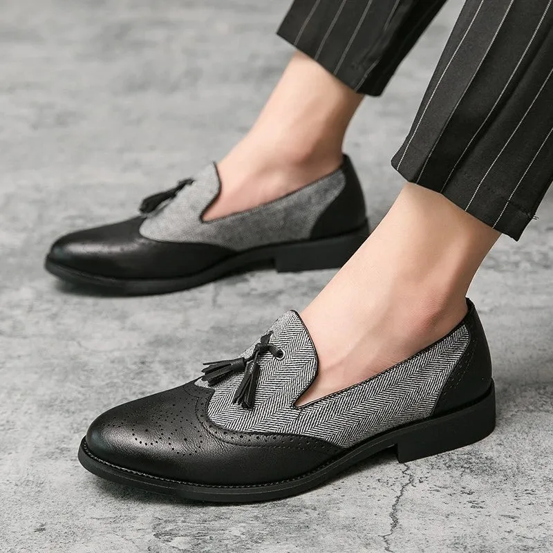 Men's Vintage Tassel Slip-On Leather Brogues Loafers