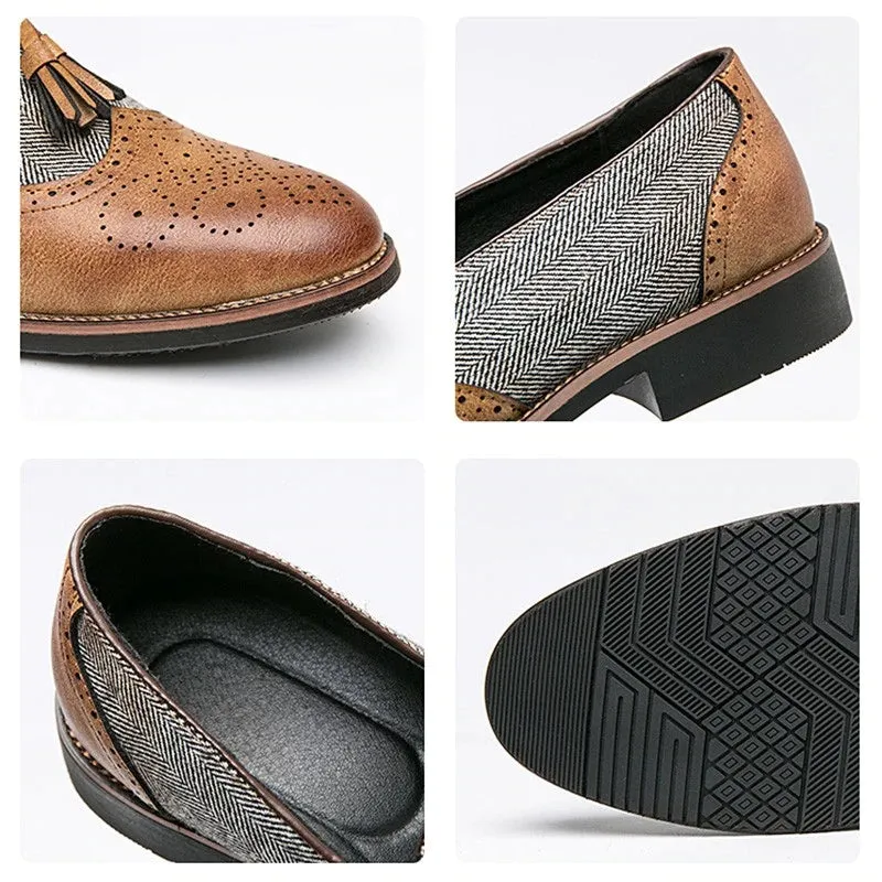 Men's Vintage Tassel Slip-On Leather Brogues Loafers