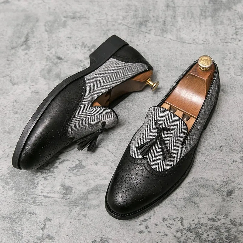 Men's Vintage Tassel Slip-On Leather Brogues Loafers