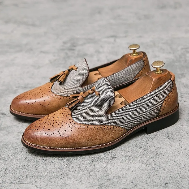 Men's Vintage Tassel Slip-On Leather Brogues Loafers