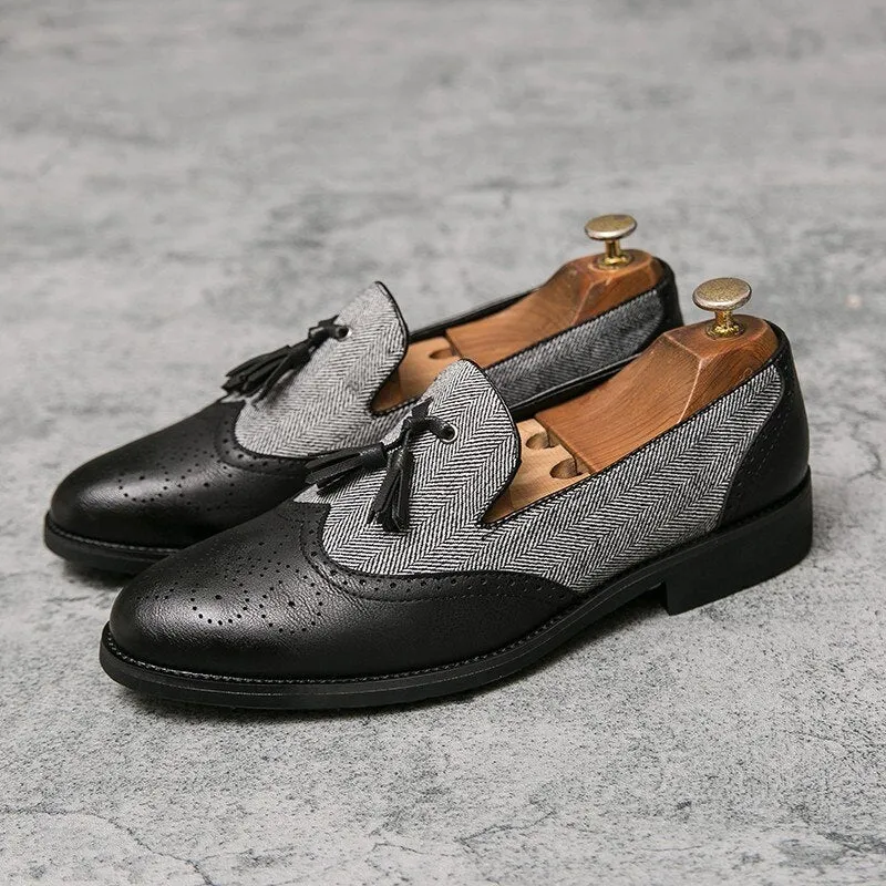 Men's Vintage Tassel Slip-On Leather Brogues Loafers