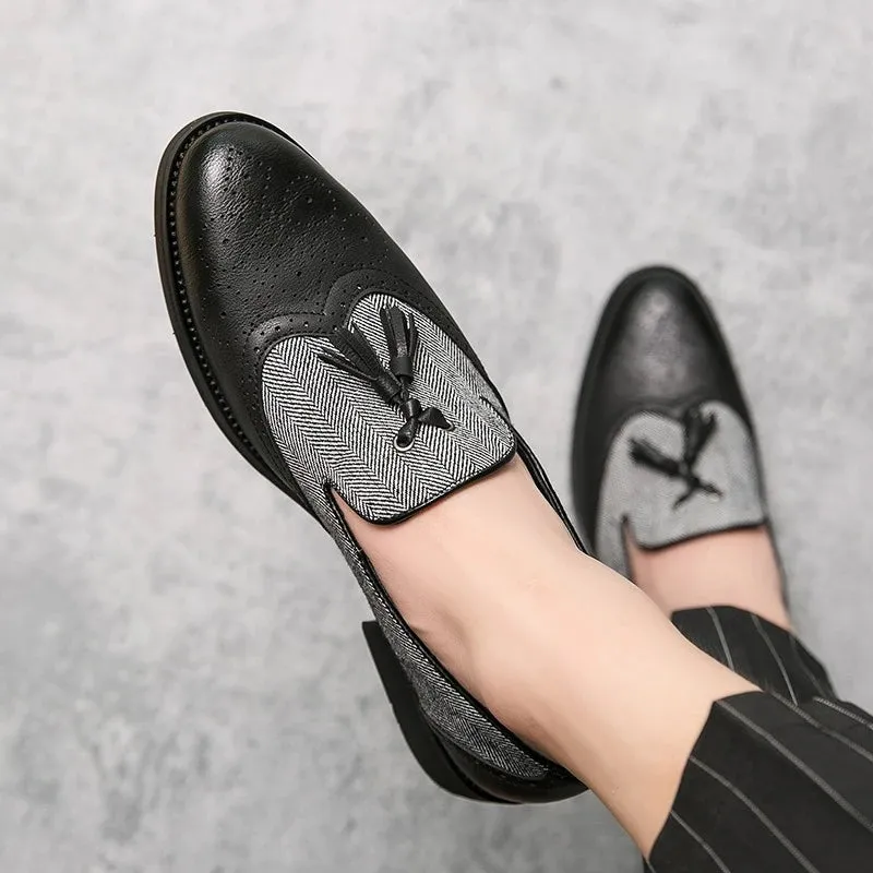Men's Vintage Tassel Slip-On Leather Brogues Loafers