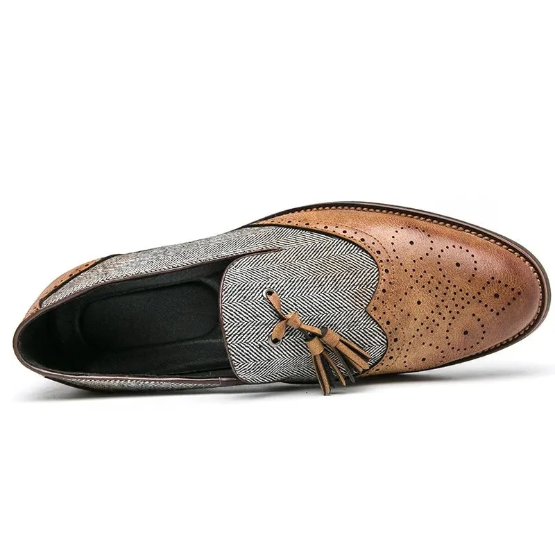 Men's Vintage Tassel Slip-On Leather Brogues Loafers