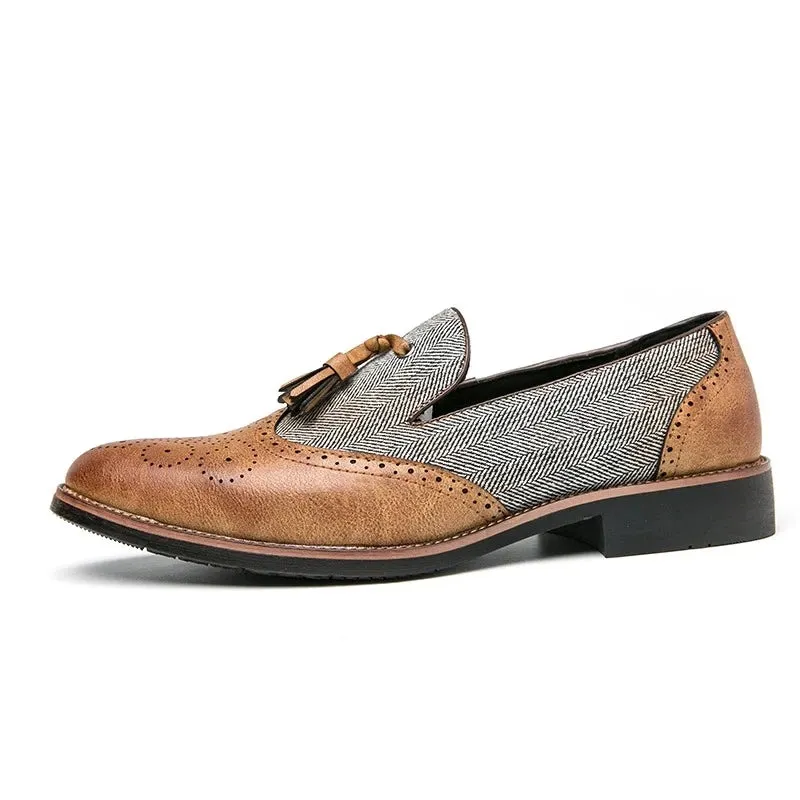 Men's Vintage Tassel Slip-On Leather Brogues Loafers