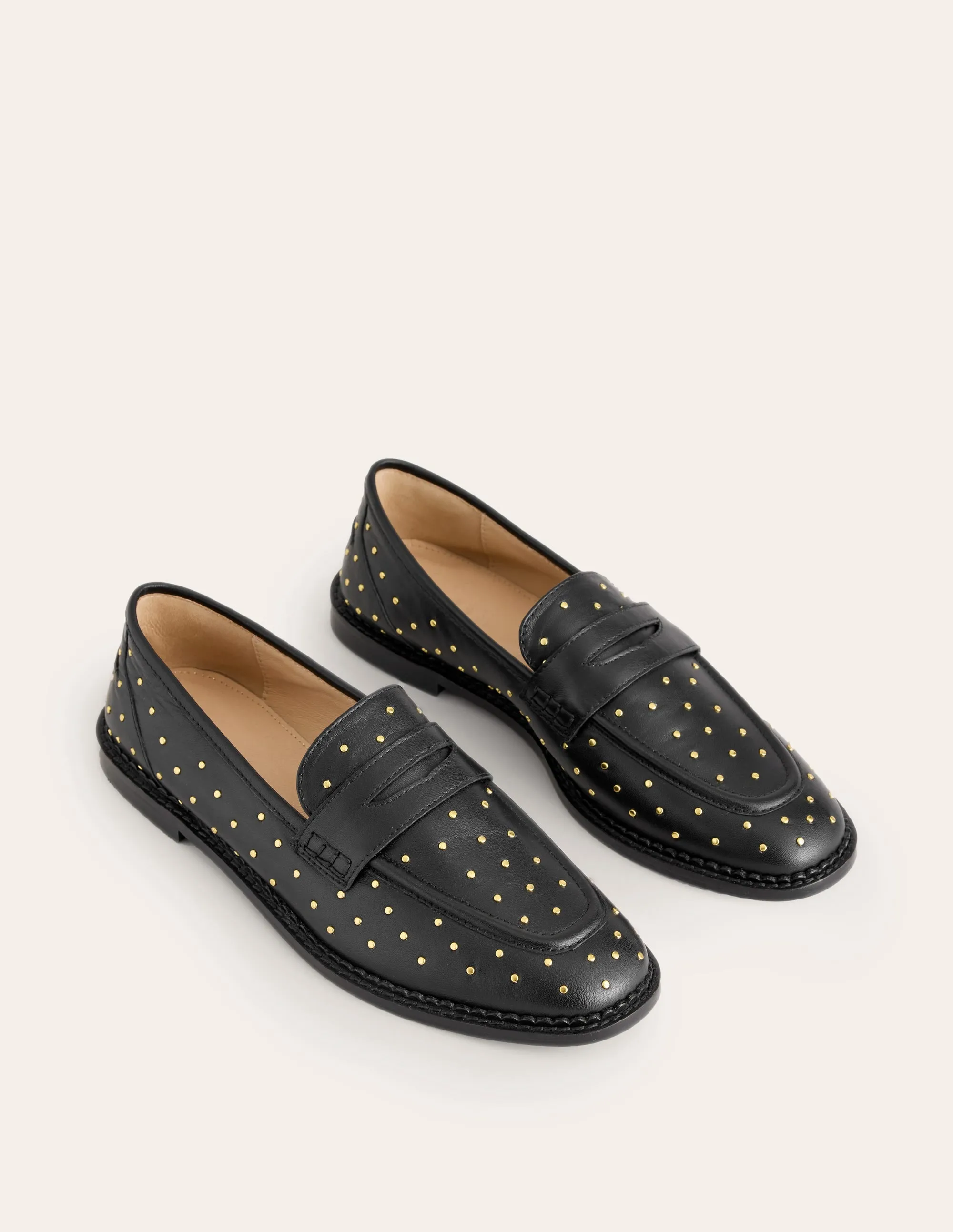 Nya Penny Loafers-Black Studs