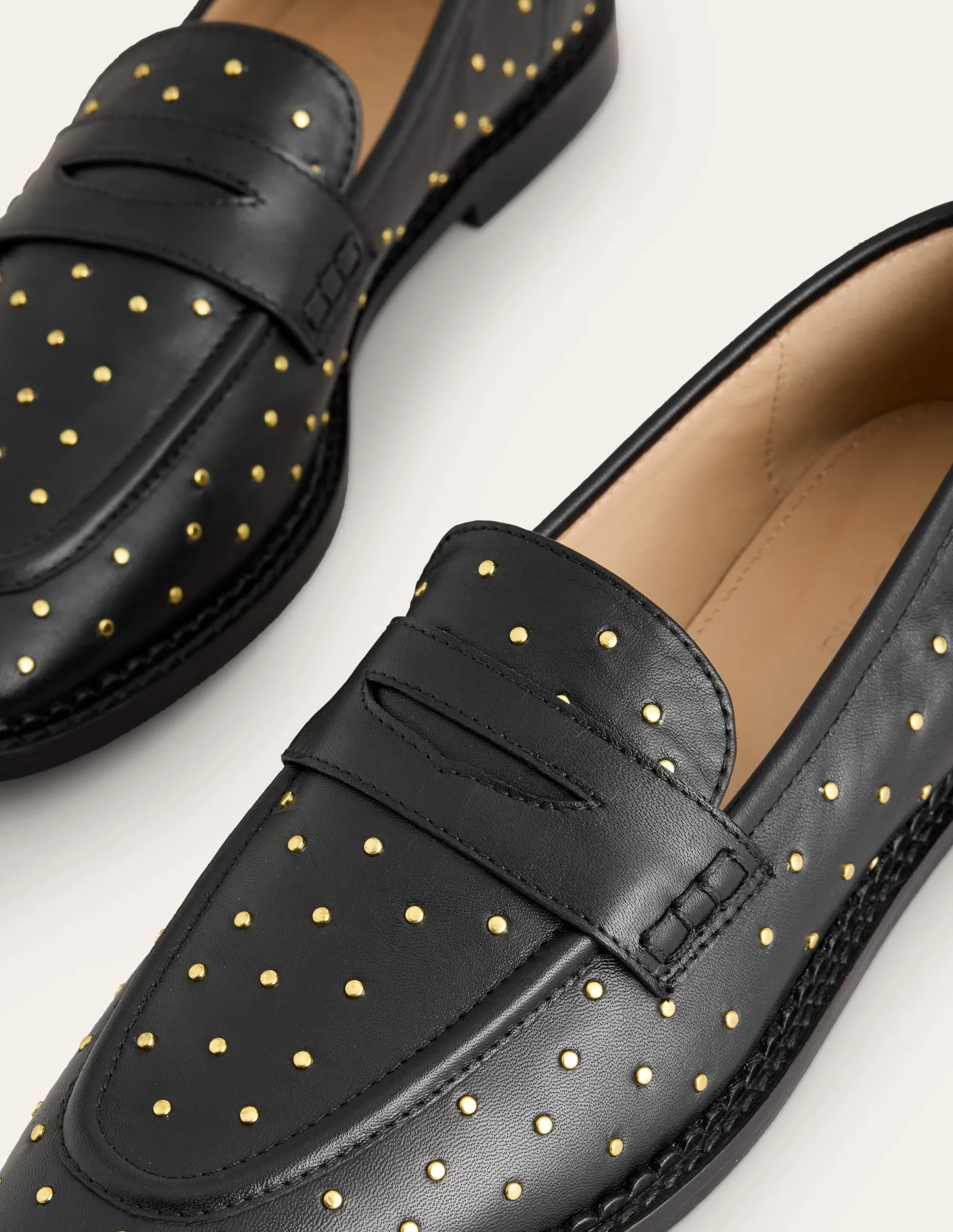 Nya Penny Loafers-Black Studs
