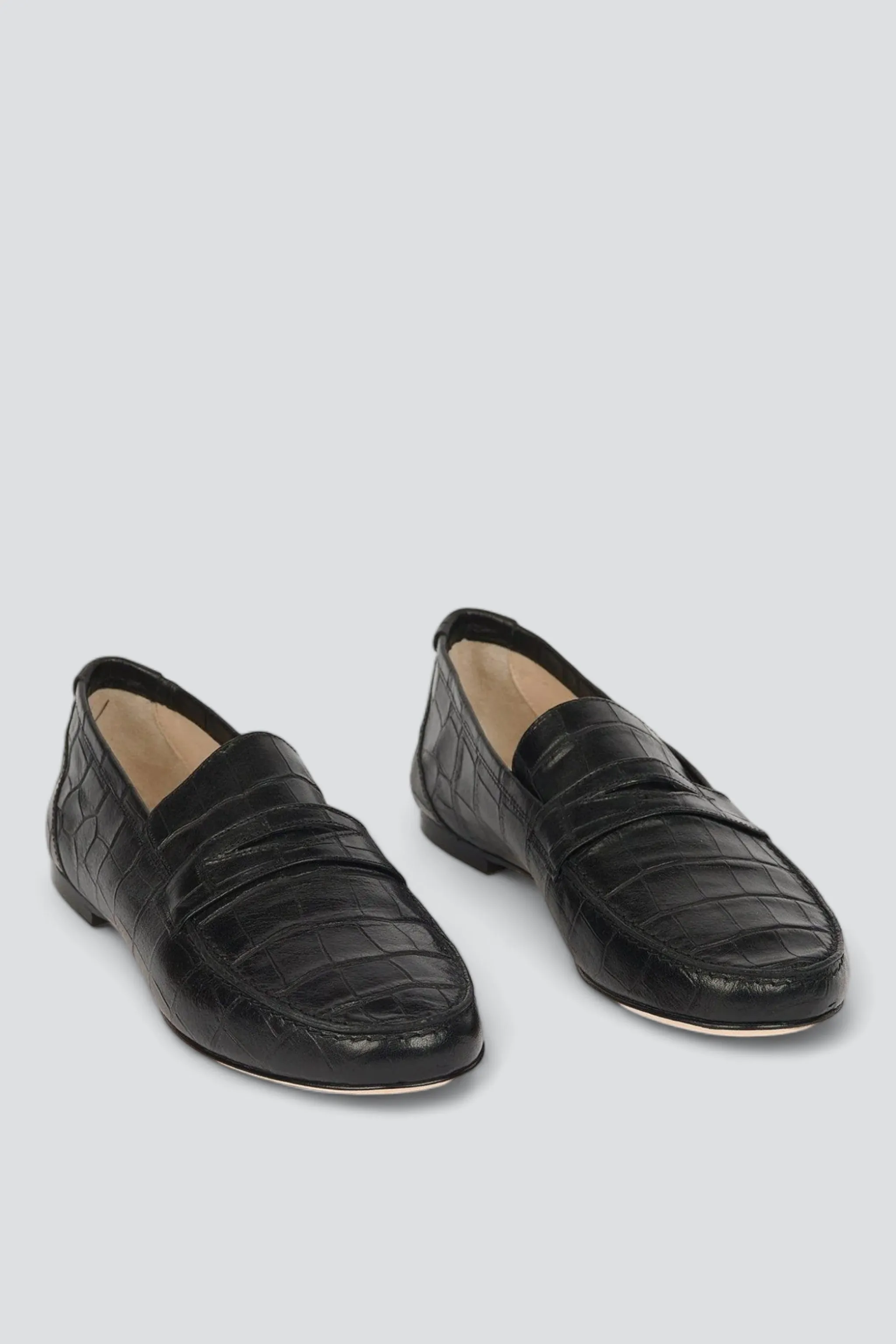 Penny Loafer in Black Croc