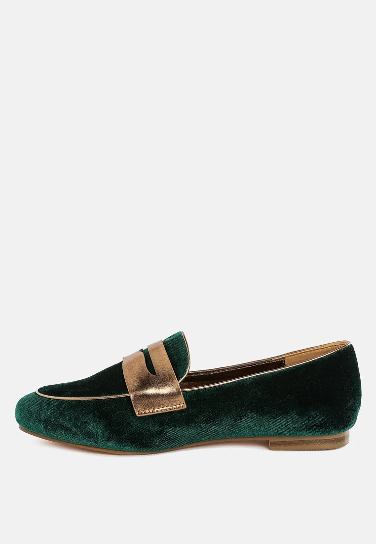 Penny Strap Velvet Loafers By RUW