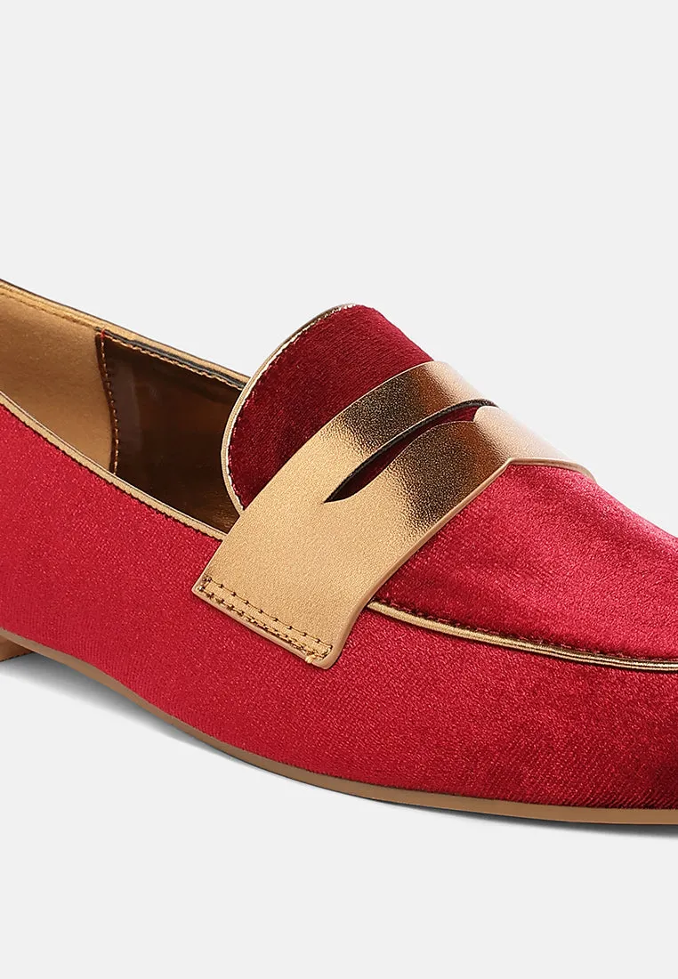 Penny Strap Velvet Loafers By RUW