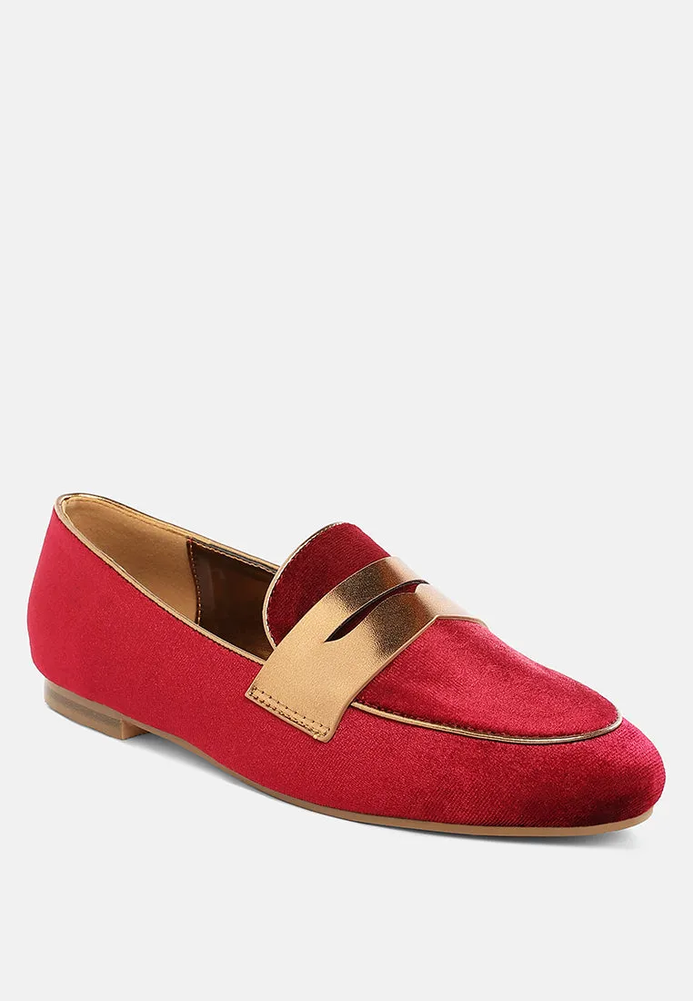 Penny Strap Velvet Loafers By RUW