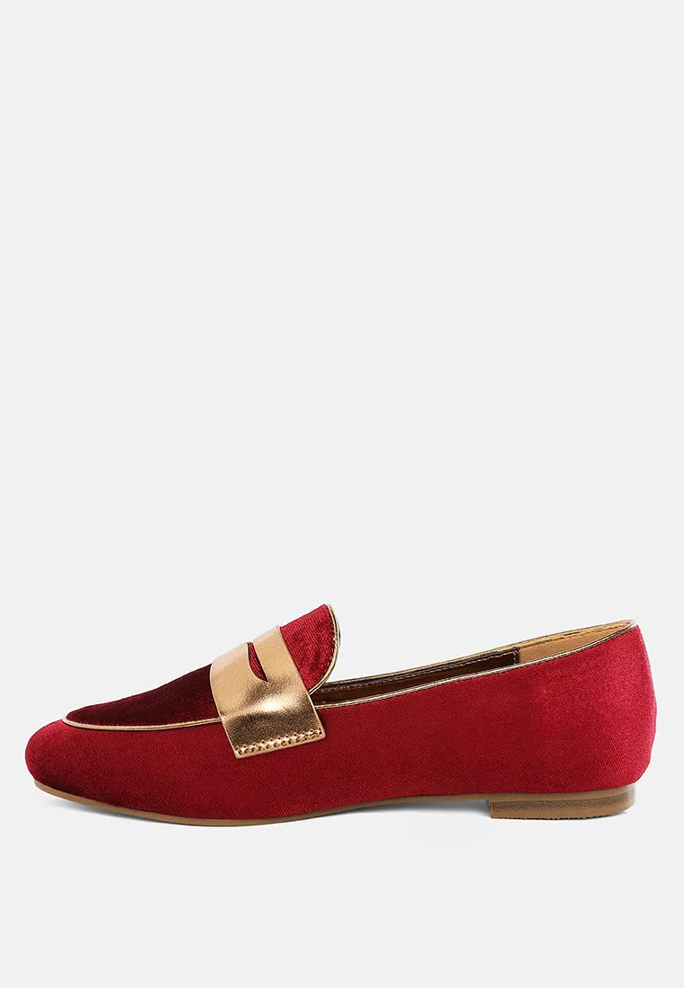 Penny Strap Velvet Loafers By RUW