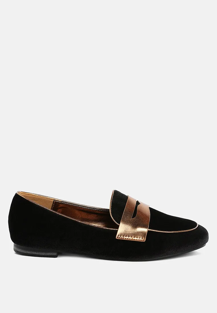 Penny Strap Velvet Loafers By RUW