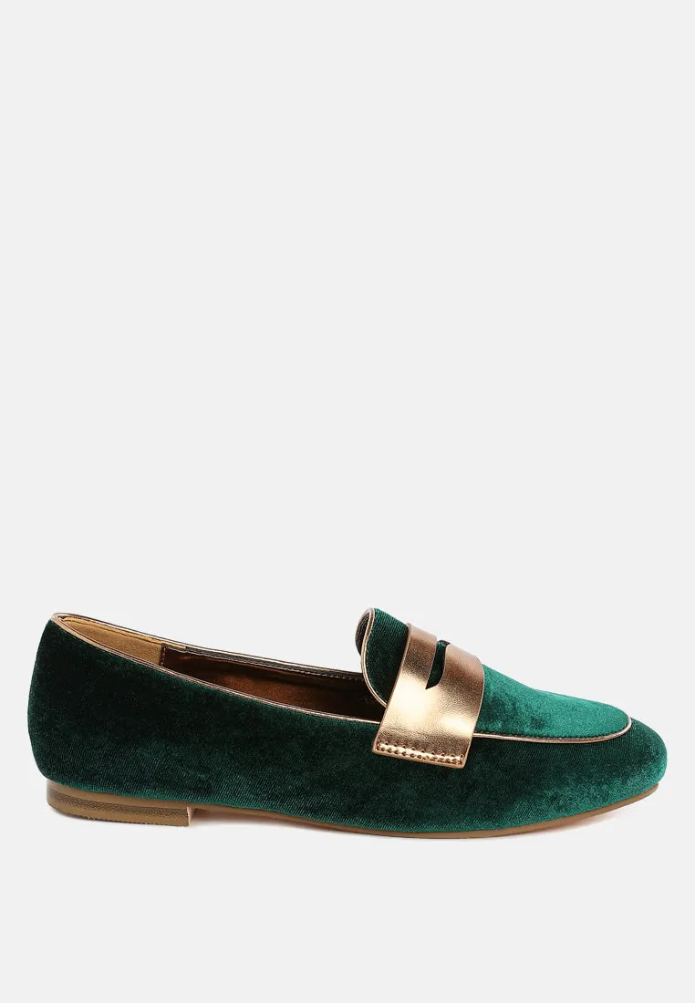 Penny Strap Velvet Loafers By RUW