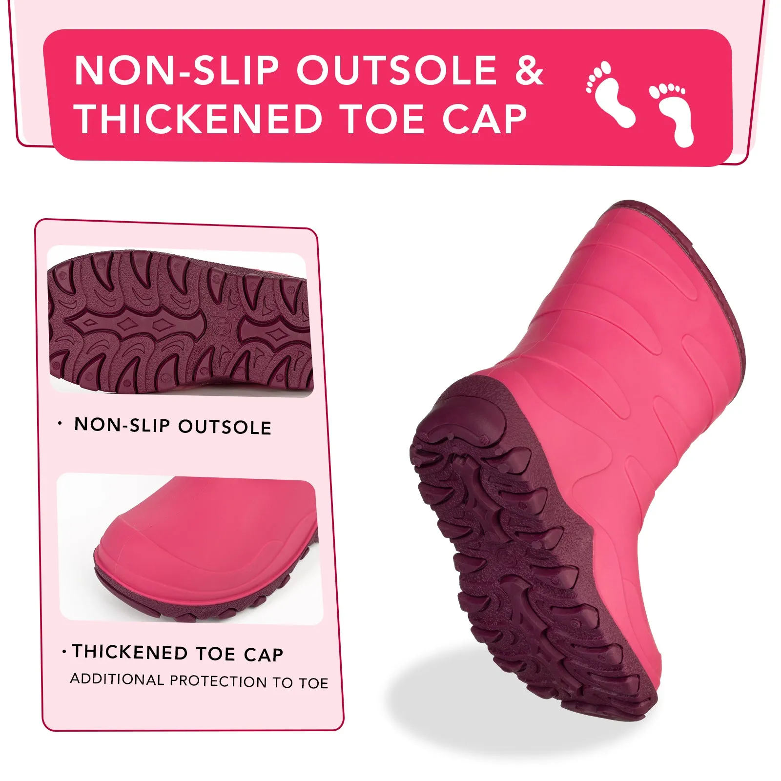 Pink Insulated Winter Kids Rain Boots